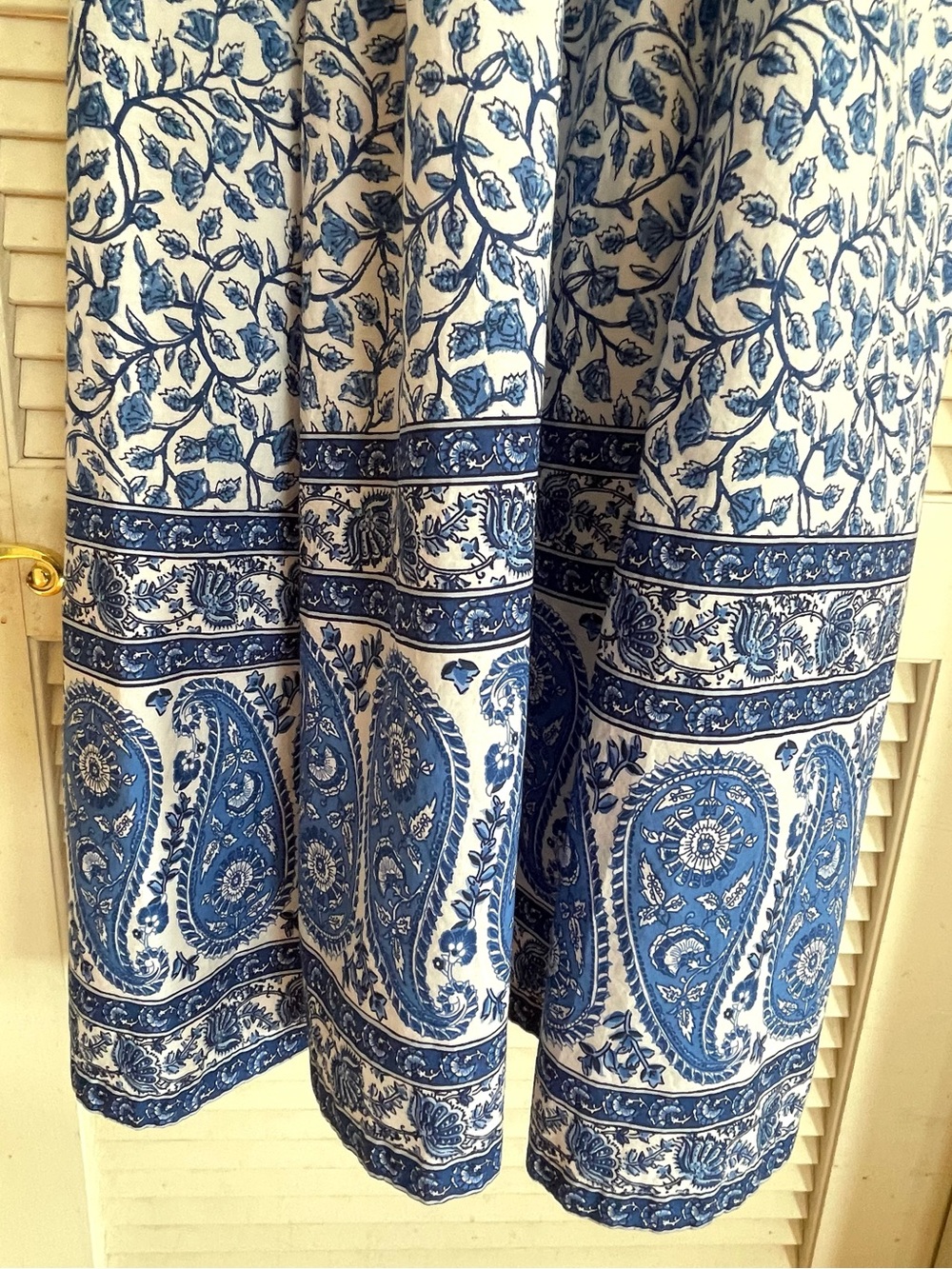 J. Crew Square Neck Blue & White Floral Midi Dress with Bandana Print/EUC Size 4 - Picture 6 of 6